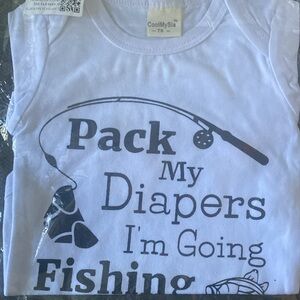 -3/$10- White Baby Onesie - Fishing with Daddy